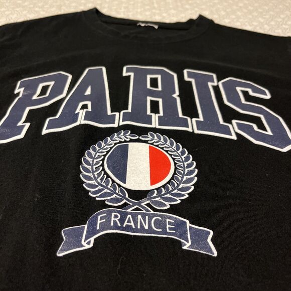 Paris France T-shirt Adult Small Black Short Sleeve Graphic Print Cotton Casual - Picture 2 of 6